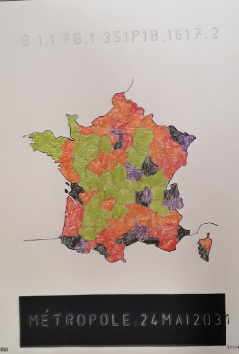 Dessin intitulée "Métropole : 24 Mai…" par Patrice Lecomte, Œuvre d'art originale, Crayon