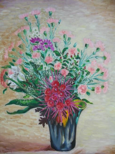 Malerei mit dem Titel "bouquet fleuriste" von Patrice Mazouz, Original-Kunstwerk, Öl