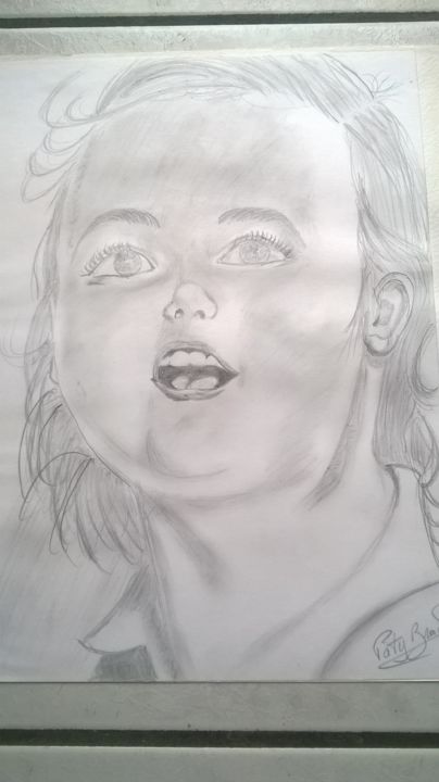 Drawing titled "L'enfant" by Patricia Alia Bravo, Original Artwork