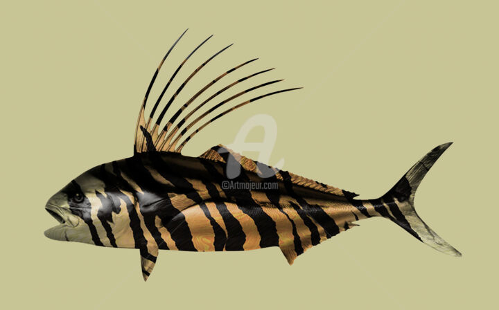 Arts numériques intitulée "Tiger Fish" par Patricia Antonio, Œuvre d'art originale, Photo montage