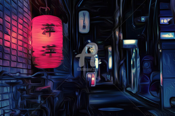 Digital Arts titled "Tokyo Night" by Patricia Antonio, Original Artwork, Digital Painting