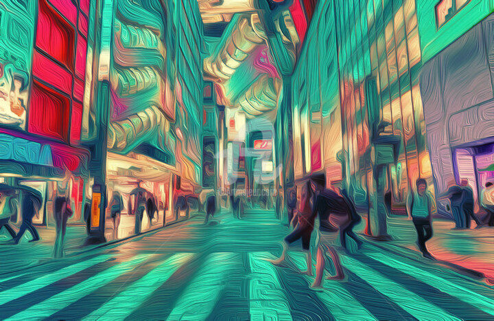 Arts numériques intitulée "Tokyo Downtown" par Patricia Antonio, Œuvre d'art originale, Photo montage