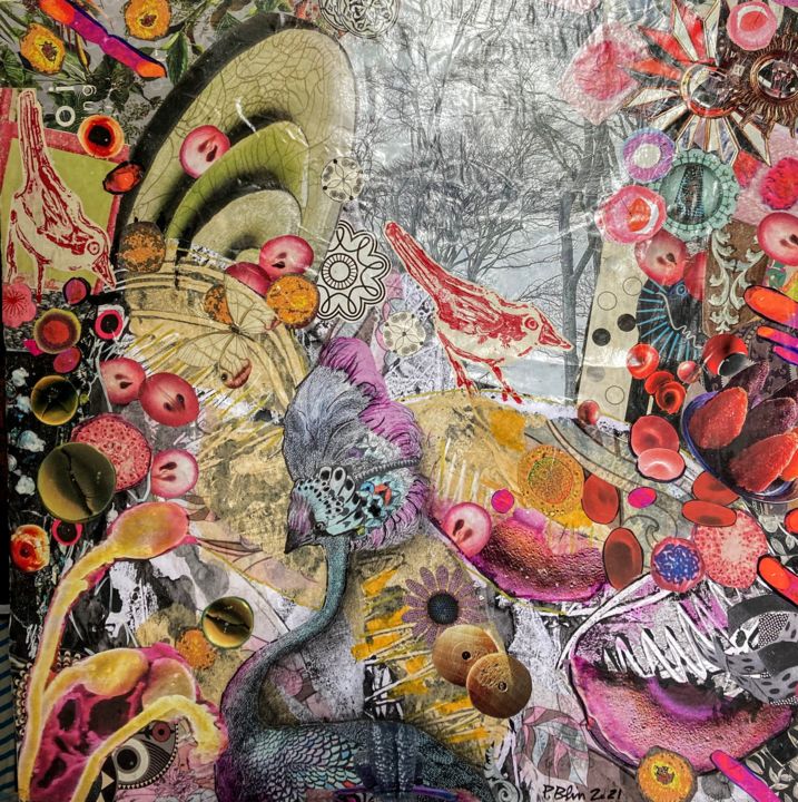 Colagens intitulada "OUVERTURE EN COURS" por Patricia Blin, Obras de arte originais, Papel Montado em Maca de lona