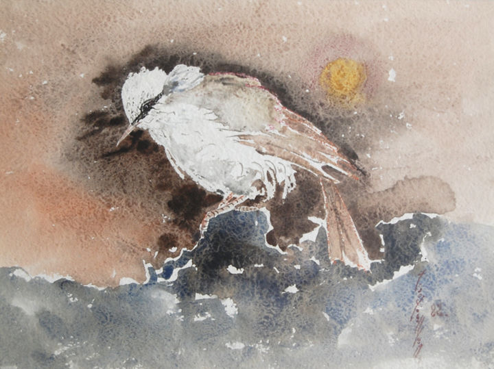 Schilderij getiteld "hiver" door Jean Gérald Sevilla, Origineel Kunstwerk, Aquarel