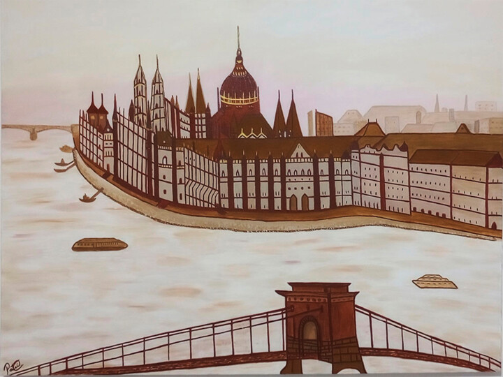 Painting titled "Budapest" by Patricia Costa, Original Artwork, Oil