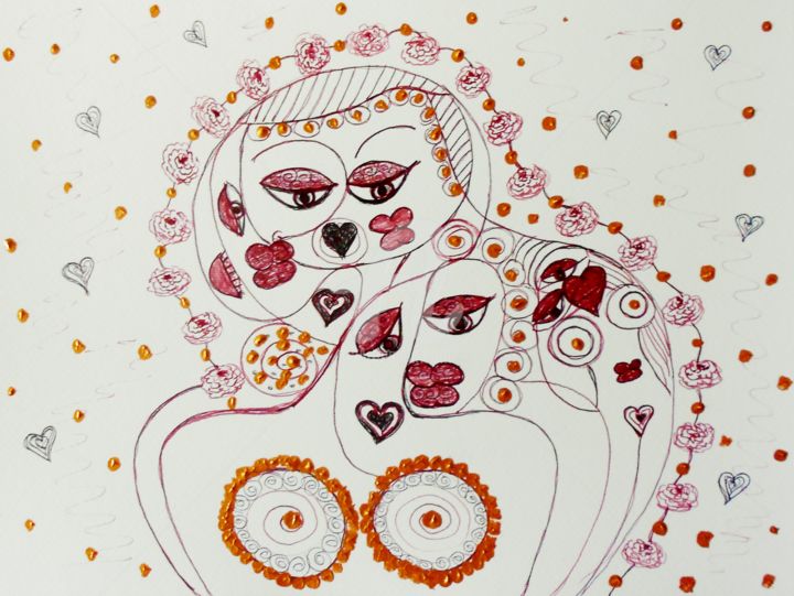 Zeichnungen mit dem Titel "OMAGGIO A PICASSO" von Patricia Del Monaco, Original-Kunstwerk, Tinte