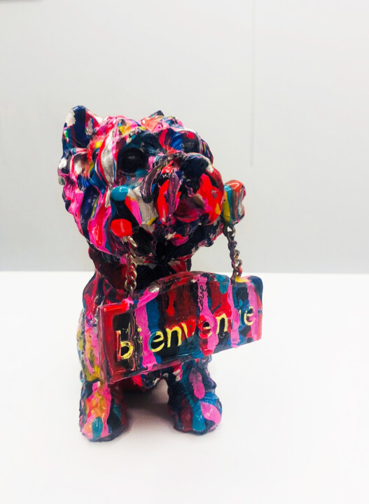 Escultura titulada "Mini Arty Dog" por Patricia Ducept (Art'Mony), Obra de arte original, Resina