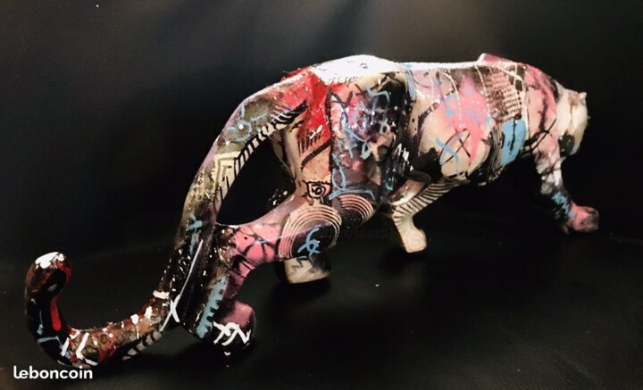 Sculpture titled "pop street panther" by Patricia Ducept (Art'Mony), Original Artwork, Resin