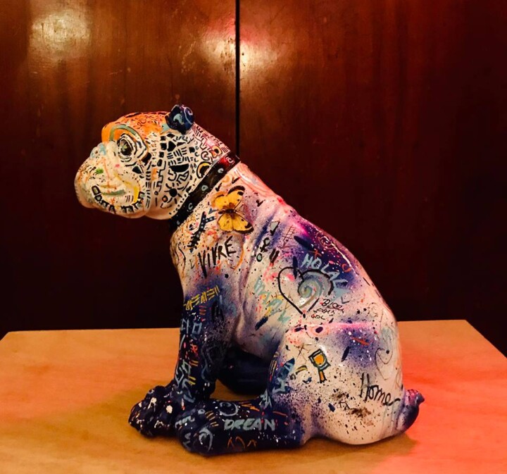 Sculpture titled "pop bouledogue.jpg" by Patricia Ducept (Art'Mony), Original Artwork, Resin