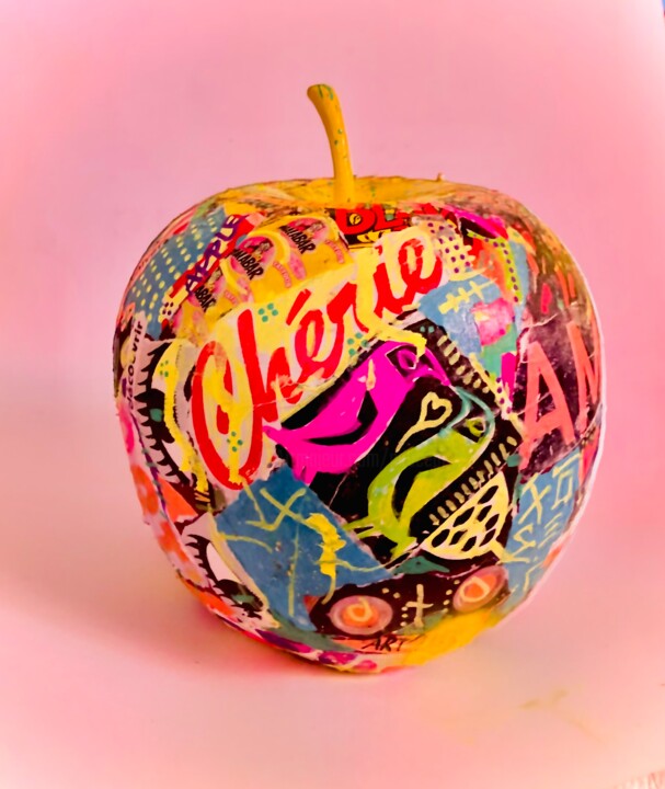 Sculpture intitulée "Apple pop love" par Patricia Ducept (Art'Mony), Œuvre d'art originale, Acrylique