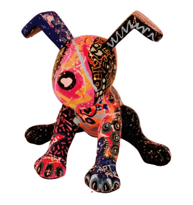 Sculpture intitulée "Un amour de chien" par Patricia Ducept (Art'Mony), Œuvre d'art originale, Acrylique
