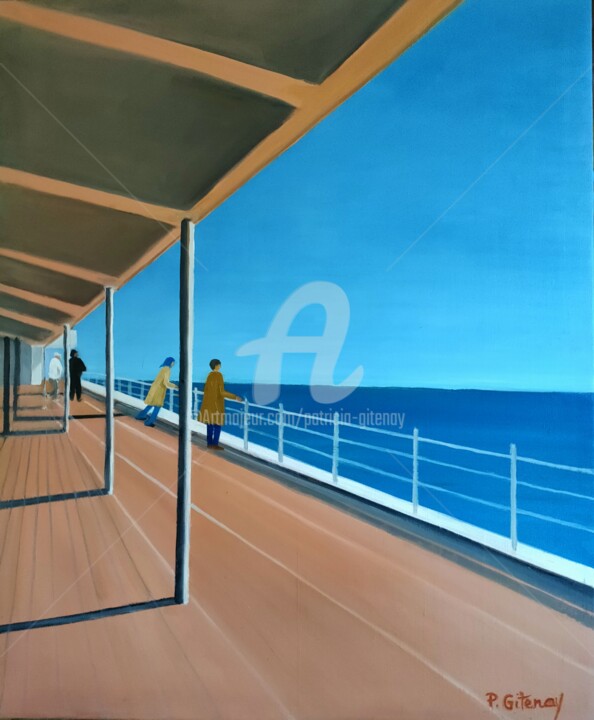 Painting titled "croisière" by Patricia Gitenay, Original Artwork, Oil Mounted on Wood Stretcher frame