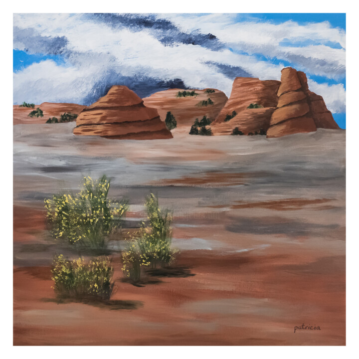 Peinture intitulée "Desert Rhythms" par Patricia Gould, Œuvre d'art originale, Acrylique Monté sur Châssis en bois