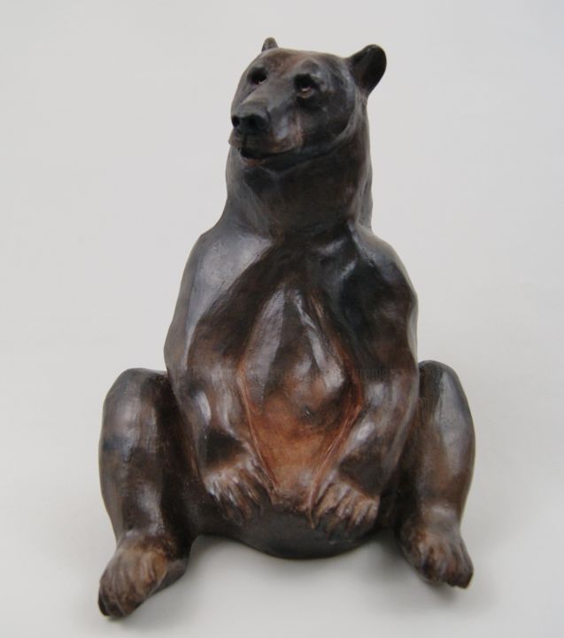 Sculpture intitulée "ours-brun-ventru.jpg" par Patricia Grenier, Œuvre d'art originale