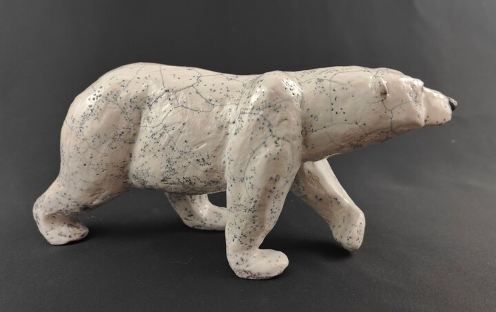 Sculpture intitulée "ours polaire" par Patricia Grenier, Œuvre d'art originale, Céramique