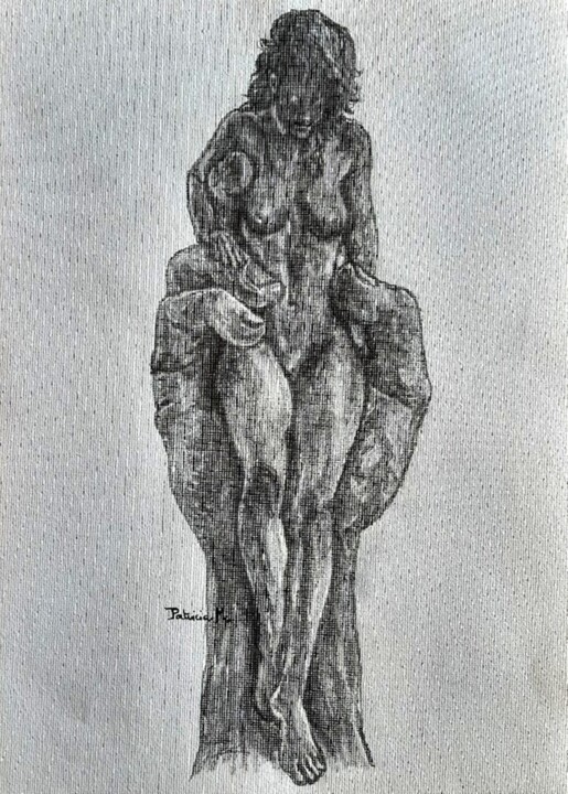 Disegno intitolato "Blottie" da Patricia M. Le Démon Du Crayon, Opera d'arte originale, Carbone