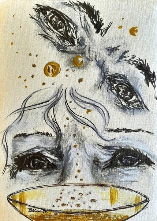 Malerei mit dem Titel "Derniers regards 20…" von Patricia M. Le Démon Du Crayon, Original-Kunstwerk, Acryl