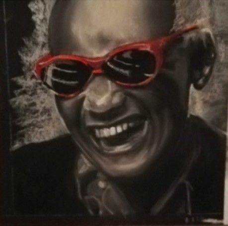 Drawing titled "Ray Charles" by Patricia Menadier, Original Artwork, Pastel