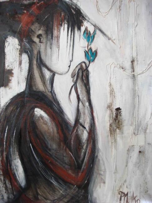 Peinture intitulée "Le rameau d'olivier" par Patricia Mulko, Œuvre d'art originale, Huile