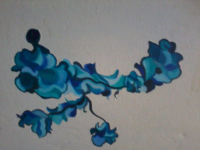 Картина под названием "fleur bleu" - Patricia Neveux, Подлинное произведение искусства, Масло