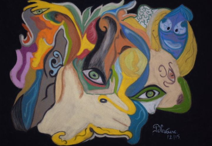 Drawing titled "L'âme de Paty" by Patricia Neveux, Original Artwork, Pastel