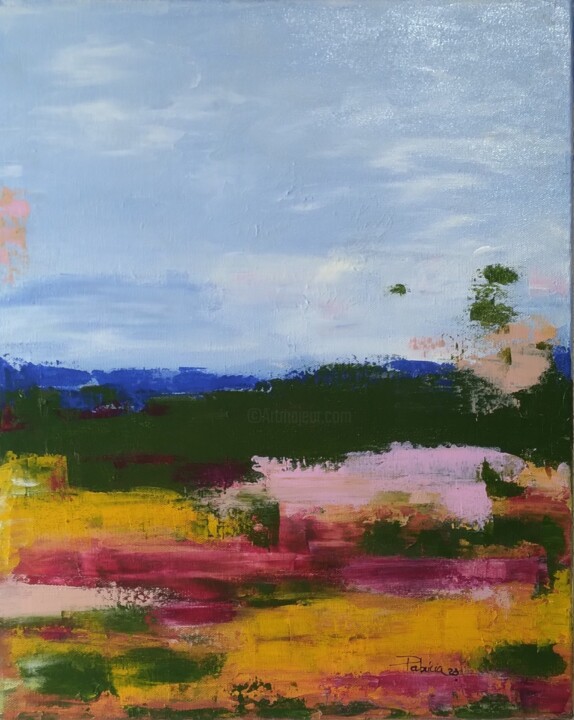 Pintura intitulada "Tela paisagem e o c…" por Patricia Olìveira, Obras de arte originais, Acrílico