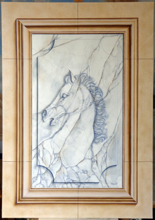 Ζωγραφική με τίτλο "Imitation-de-marbre…" από Patricia Prevot, Αυθεντικά έργα τέχνης, Λάδι
