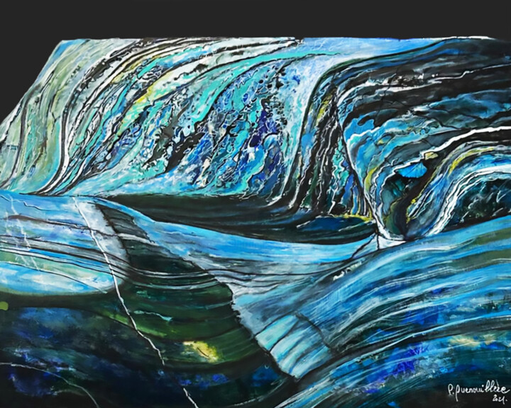 Painting titled "Le Glacier" by Patricia Quenouillere, Original Artwork, Acrylic