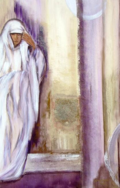 Malerei mit dem Titel "bedouin woman" von Patricia Queritet, Original-Kunstwerk