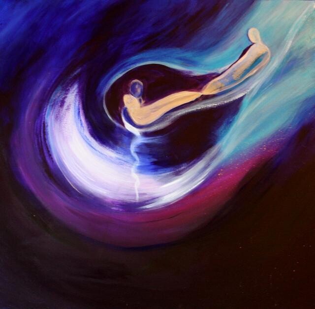 Painting titled "Cosmic Love" by Patricia Queritet, Original Artwork