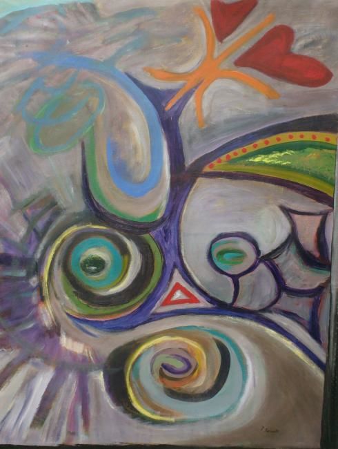 Peinture intitulée "La spirale" par Patricia Renault, Œuvre d'art originale, Huile