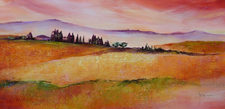 Peinture intitulée "Le ciel pourpre" par Patricia Ritschard, Œuvre d'art originale, Acrylique Monté sur Châssis en bois
