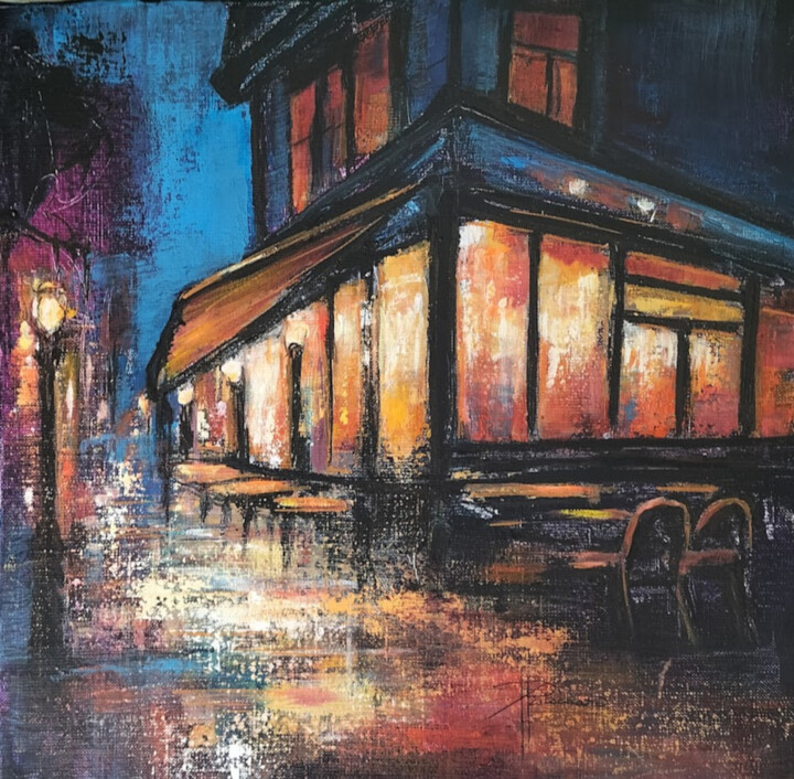 Painting titled "Quartier de lumière" by Patricia Ritschard, Original Artwork, Acrylic Mounted on Wood Stretcher frame