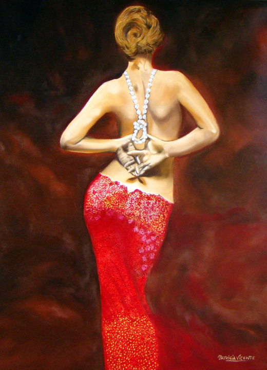 Painting titled "Perla" by Patricia Vicente, Original Artwork, Oil