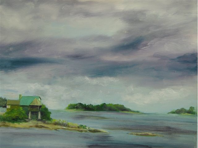 Painting titled "The Passing Storm" by Patricia Barone, Original Artwork, Oil