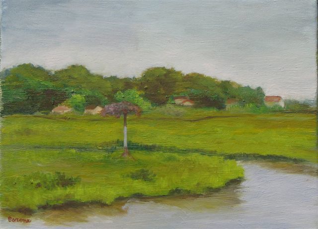 Malarstwo zatytułowany „Summer Marsh” autorstwa Patricia Barone, Oryginalna praca, Olej