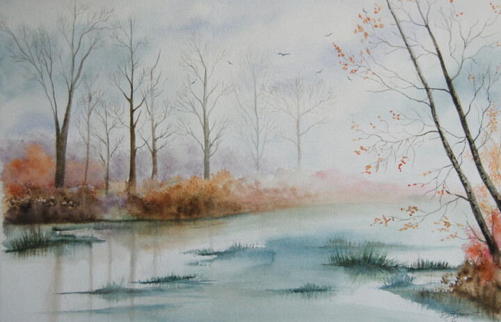 Painting titled "sérénité  -  aquare…" by Patricia Hyvernat, Original Artwork, Watercolor