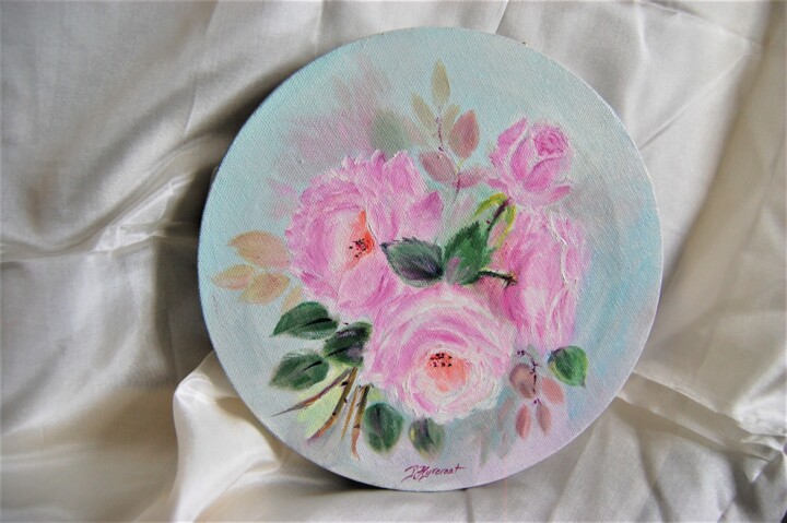 Pintura titulada "rose ancienne- huil…" por Patricia Hyvernat, Obra de arte original, Oleo