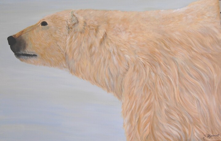 Peinture intitulée "l'ours polaire - ac…" par Patricia Hyvernat, Œuvre d'art originale, Acrylique