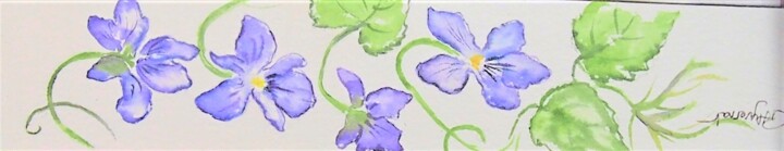 Schilderij getiteld "violettes - marque…" door Patricia Hyvernat, Origineel Kunstwerk, Aquarel
