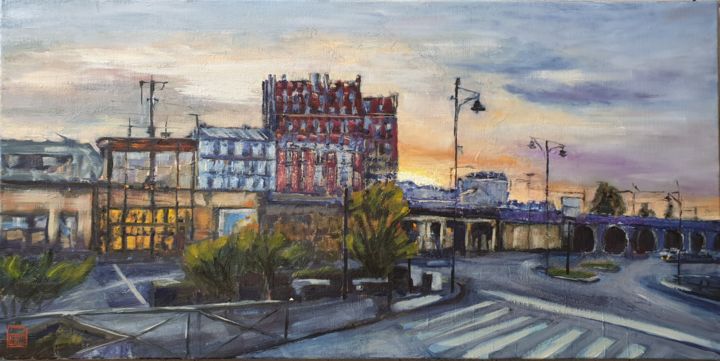 Peinture intitulée "Gare de Nogent le P…" par Patricia Lejeune, Œuvre d'art originale, Huile