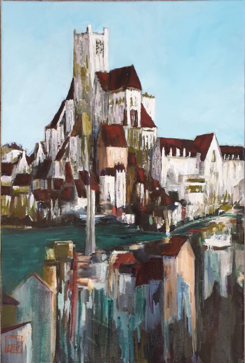 Peinture intitulée "Auxerre" par Patricia Lejeune, Œuvre d'art originale, Huile