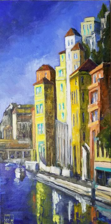 Peinture intitulée "Villefranche s'élè…" par Patricia Lejeune, Œuvre d'art originale, Huile