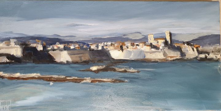 Painting titled "Antibes" by Patricia Lejeune, Original Artwork, Oil