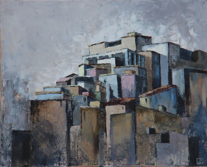 Painting titled "Favela Nord" by Patricia Lejeune, Original Artwork