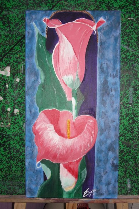 Peinture intitulée "l-arum-rose-2010.jpg" par Patricia Chareyron, Œuvre d'art originale