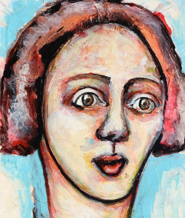 Peinture intitulée "Femme aux yeux tris…" par Patricia Moreau, Œuvre d'art originale, Acrylique