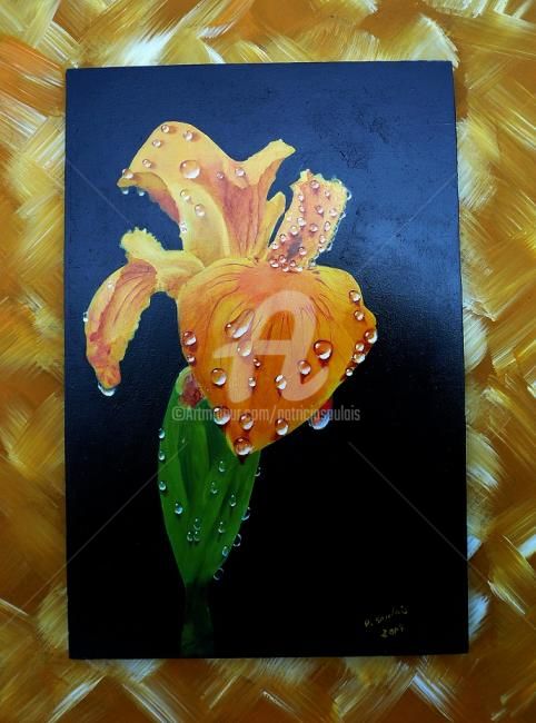 Painting titled "iris N°1" by Patricia Saulais, Original Artwork