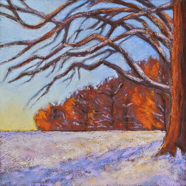 Painting titled "Abendliche Winterla…" by Patricia Vogt, Original Artwork, Pastel