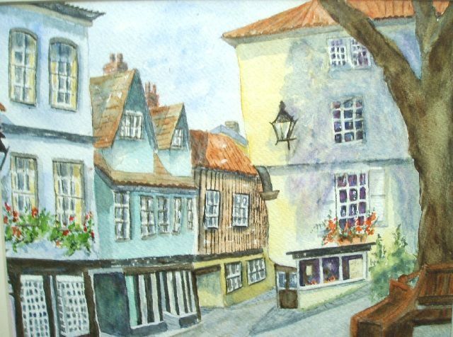 Painting titled "'Elm Hill, Norwich,…" by Patricia Welsh, Original Artwork